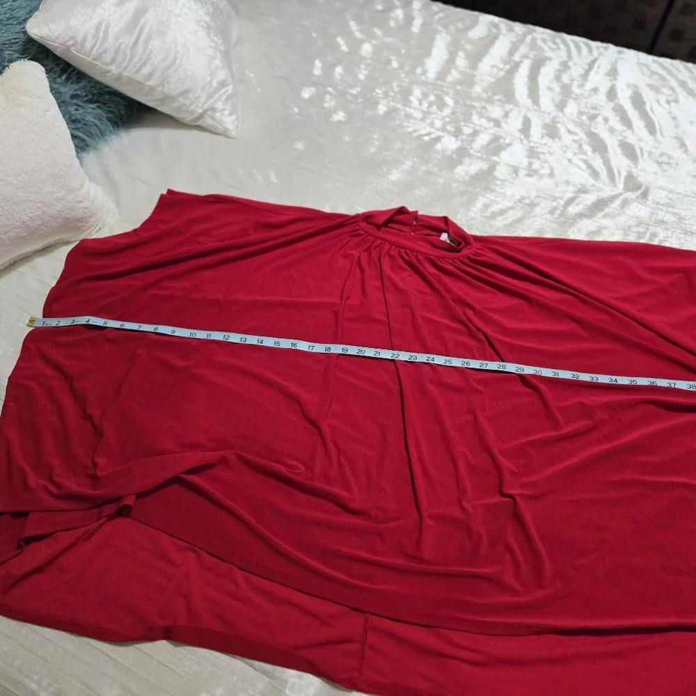 Elegant Red Cape Blouse Size Large..NWOT Never Worn - Picture 5 of 7